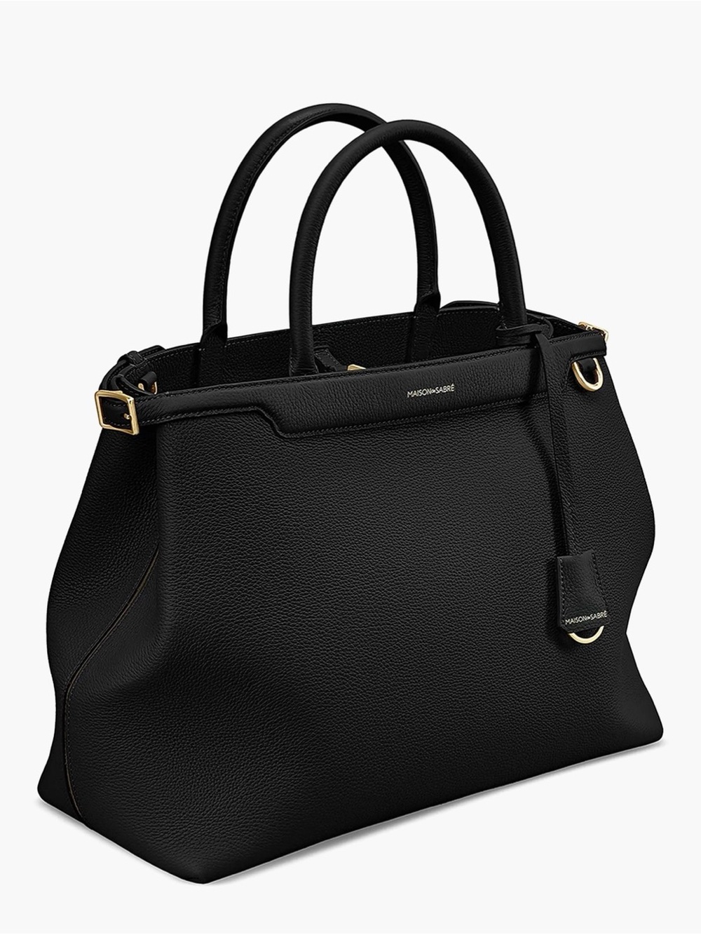 MAISON de SABRÉ Black Leather Structured Satchel - Picture 7 of 7